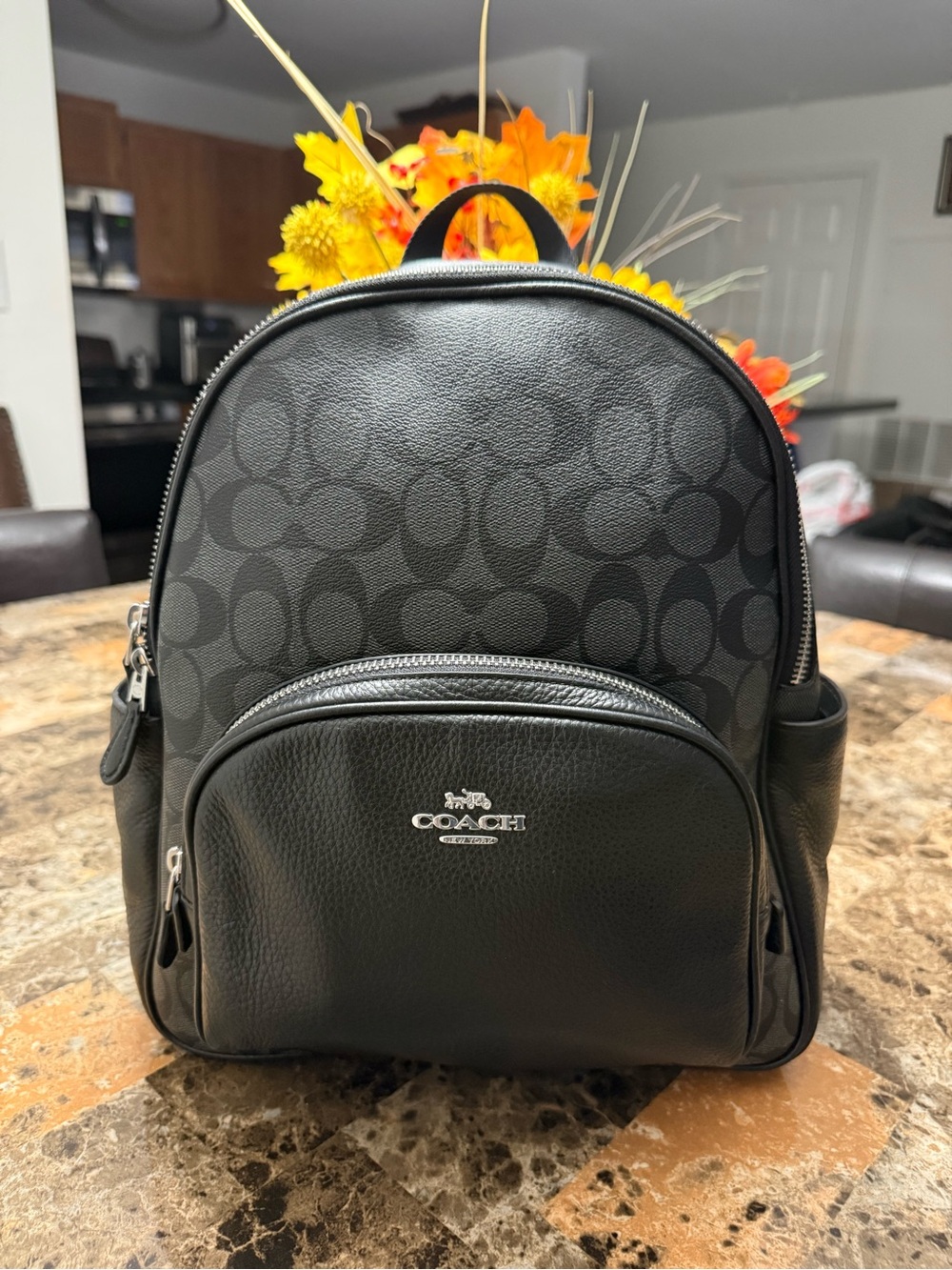 COACH Black Signature Backpack